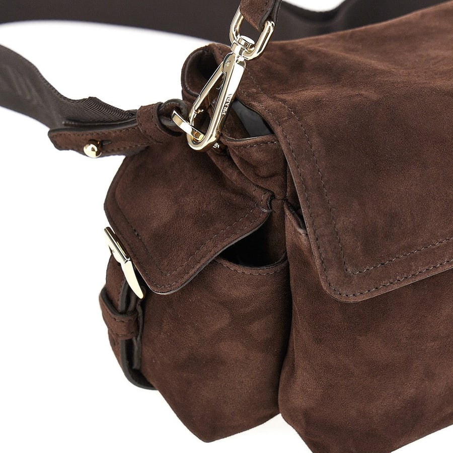 Prada Borsa 'Prada Explore' media in suede, view 4