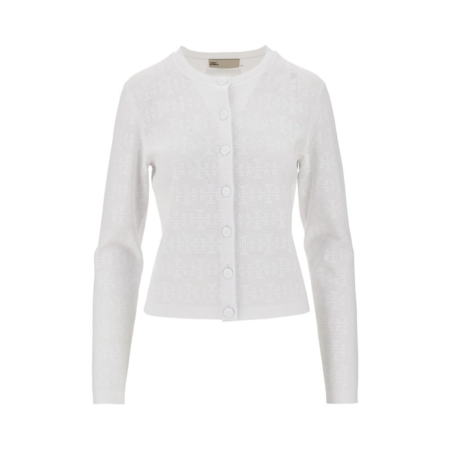 Tory Burch Cardigan in maglia pointelle T Monogram