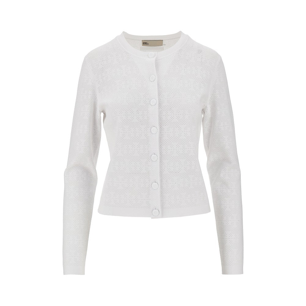 Tory Burch Cardigan in maglia pointelle T Monogram