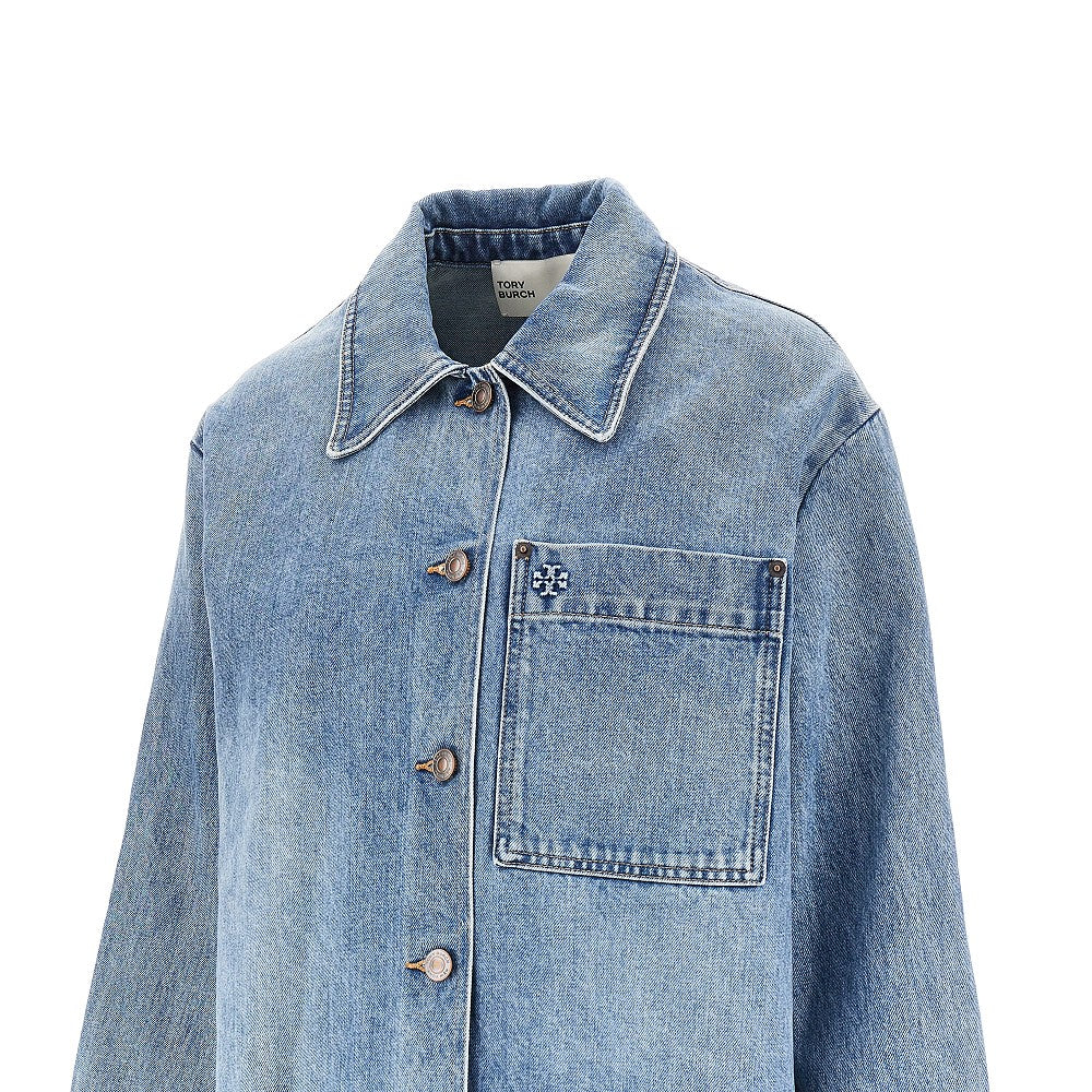 Tory Burch Giacca in denim con motivo T Monogram, view 2