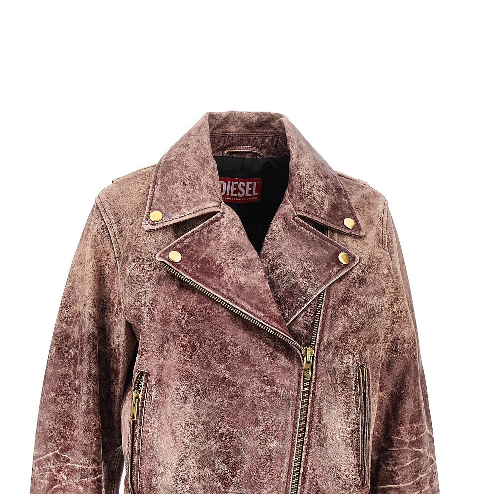 Diesel Giacca biker in pelle effetto vissuto, view 2