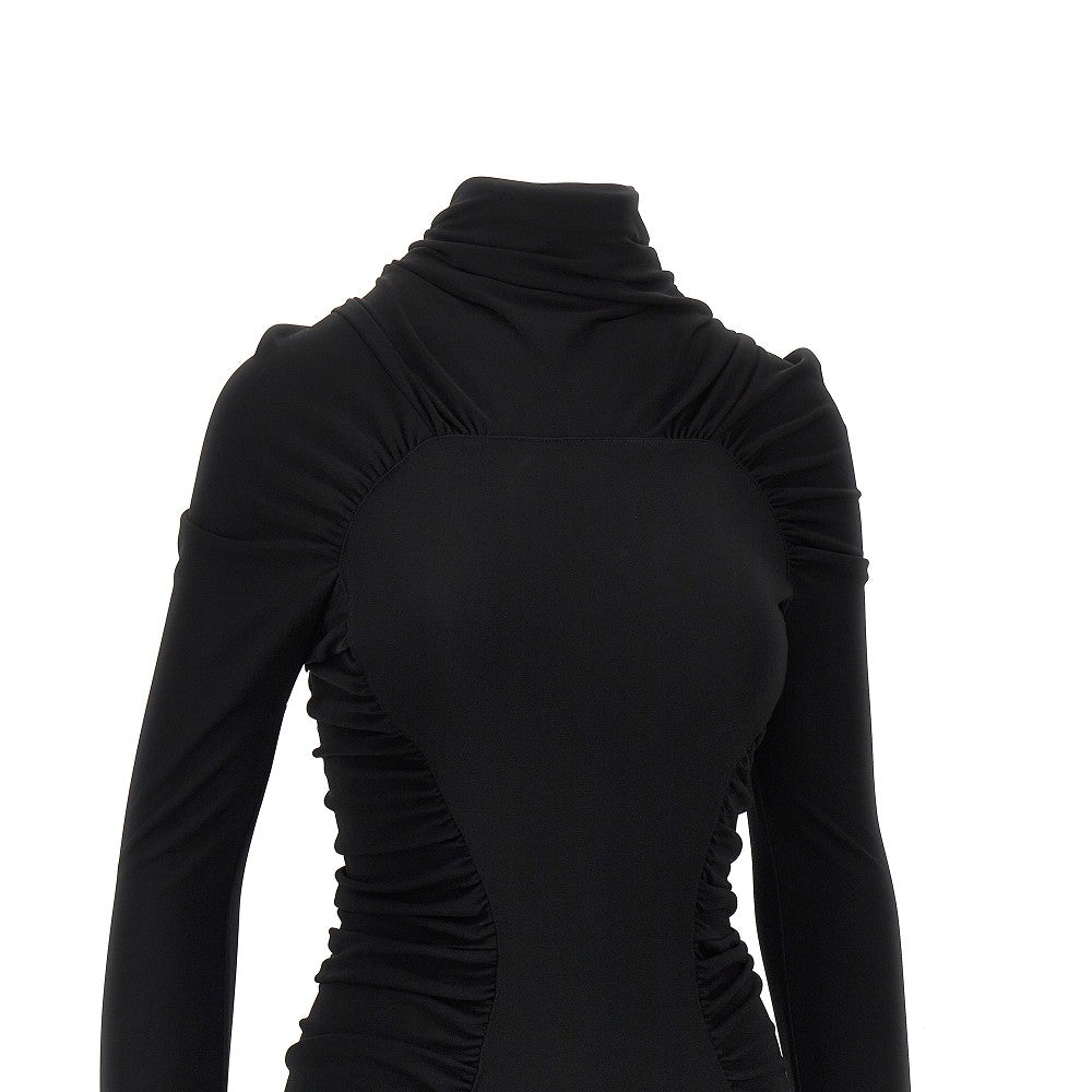 Victoria Beckham Abito midi in crepe jersey con arricciature, view 2