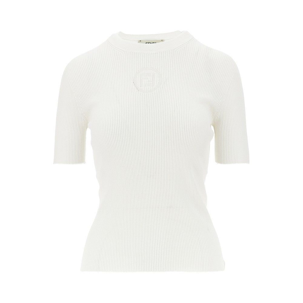 Fendi Maglia in cotone a costine 'Fendi Stamp 1925'