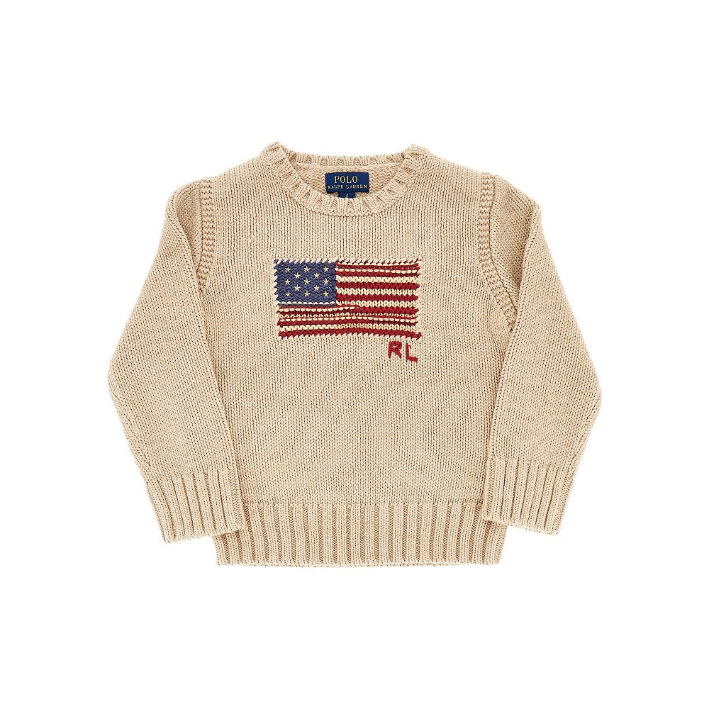 Ralph Lauren Pullover in cotone con intarsio bandiera