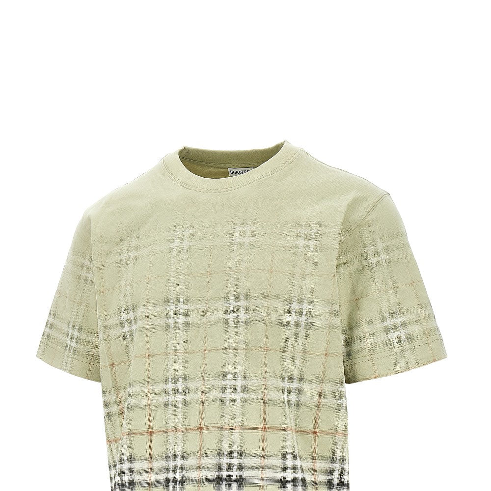 Burberry T-shirt in cotone con motivo Check sfumato, view 2