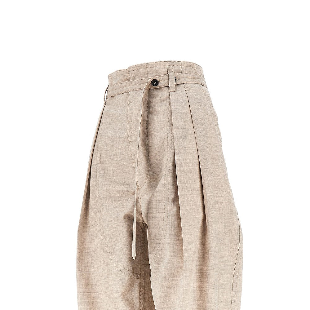 Bottega Veneta Pantalone in frescolana con cintura, view 2