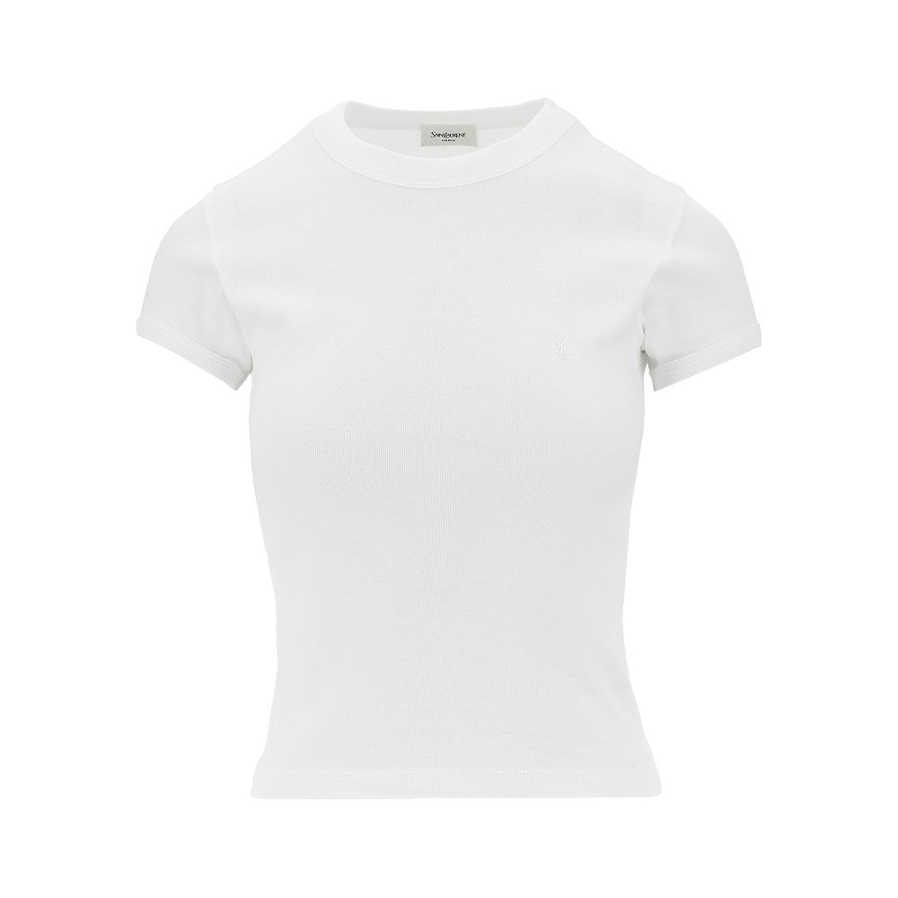 Saint Laurent T-shirt in jersey con ricamo Cassandre