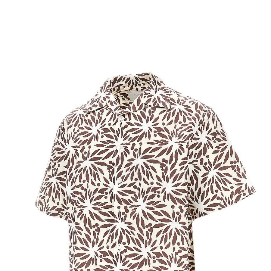 Prada Camicia bowling stampata in cotone e seta, view 2
