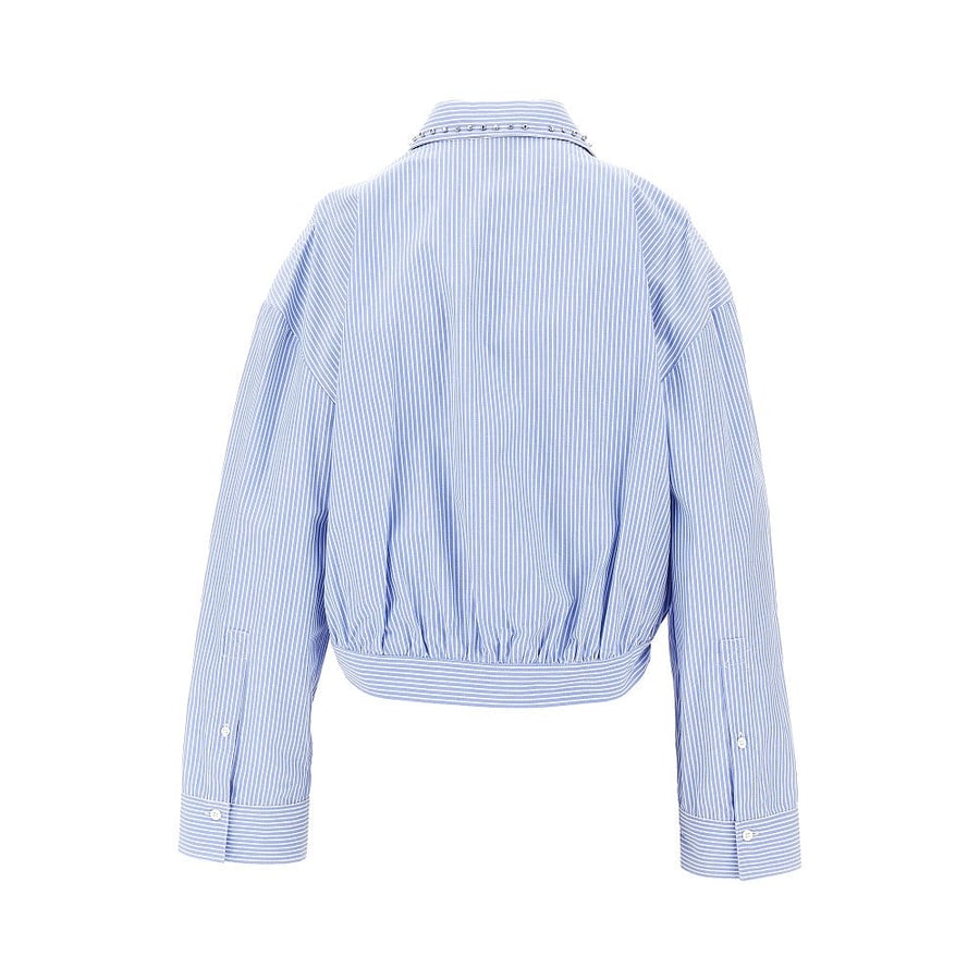 Pinko Camicia corta a righe con borchie, view 3