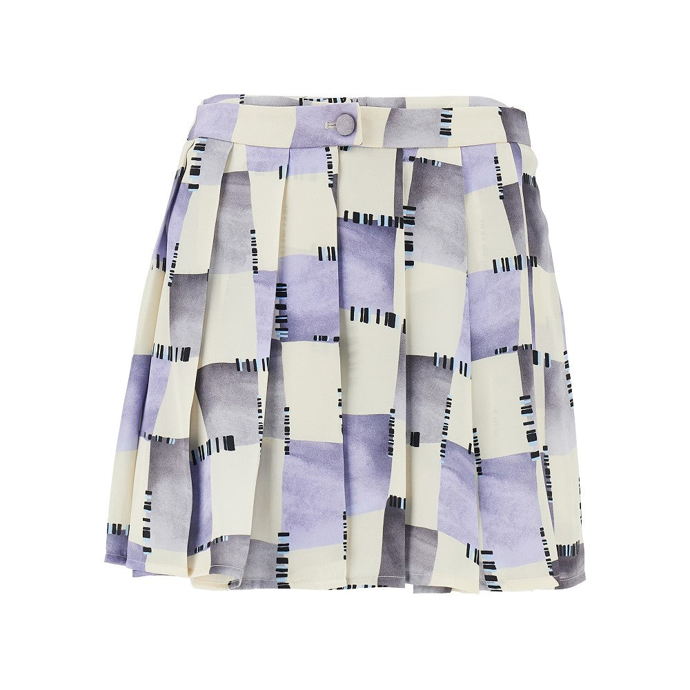 Emporio Armani Gonna pantalone in satin con stampa a quadri