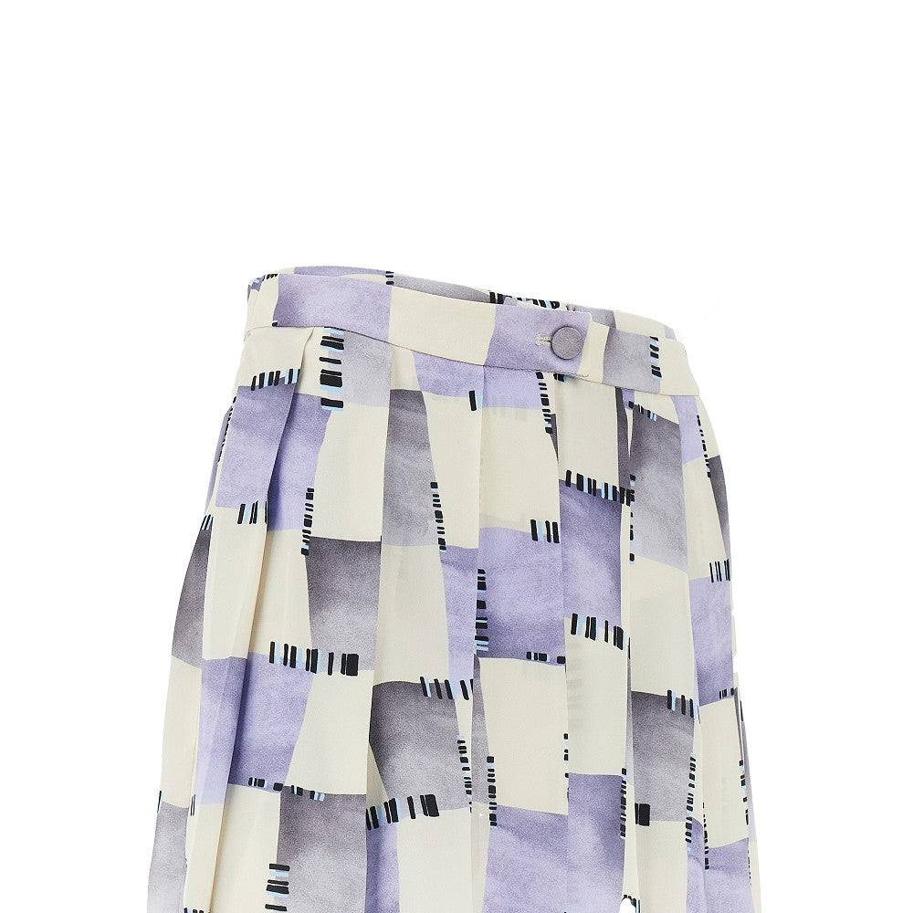 Emporio Armani Gonna pantalone in satin con stampa a quadri, view 2