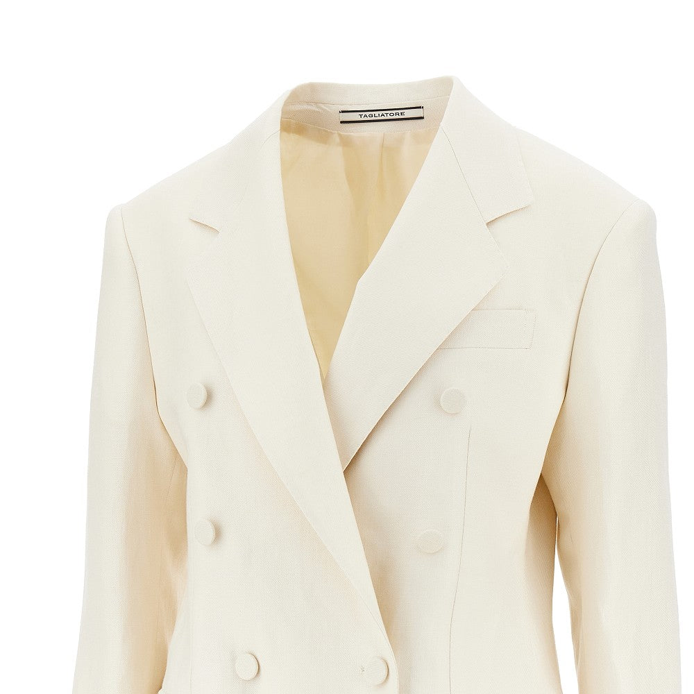 Tagliatore Giacca doppiopetto in twill di lino, view 2