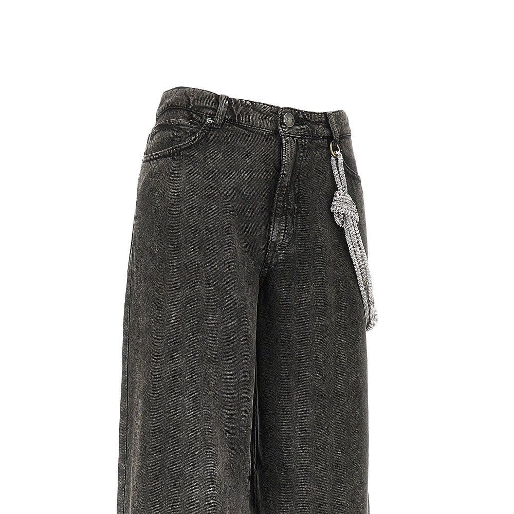 Pinko Jeans Loose Fit con corda strass, view 2