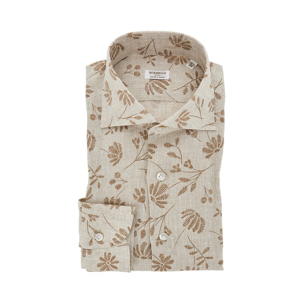BORRIELLO NAPOLI Camicia sartoriale in cotone e lino a righe