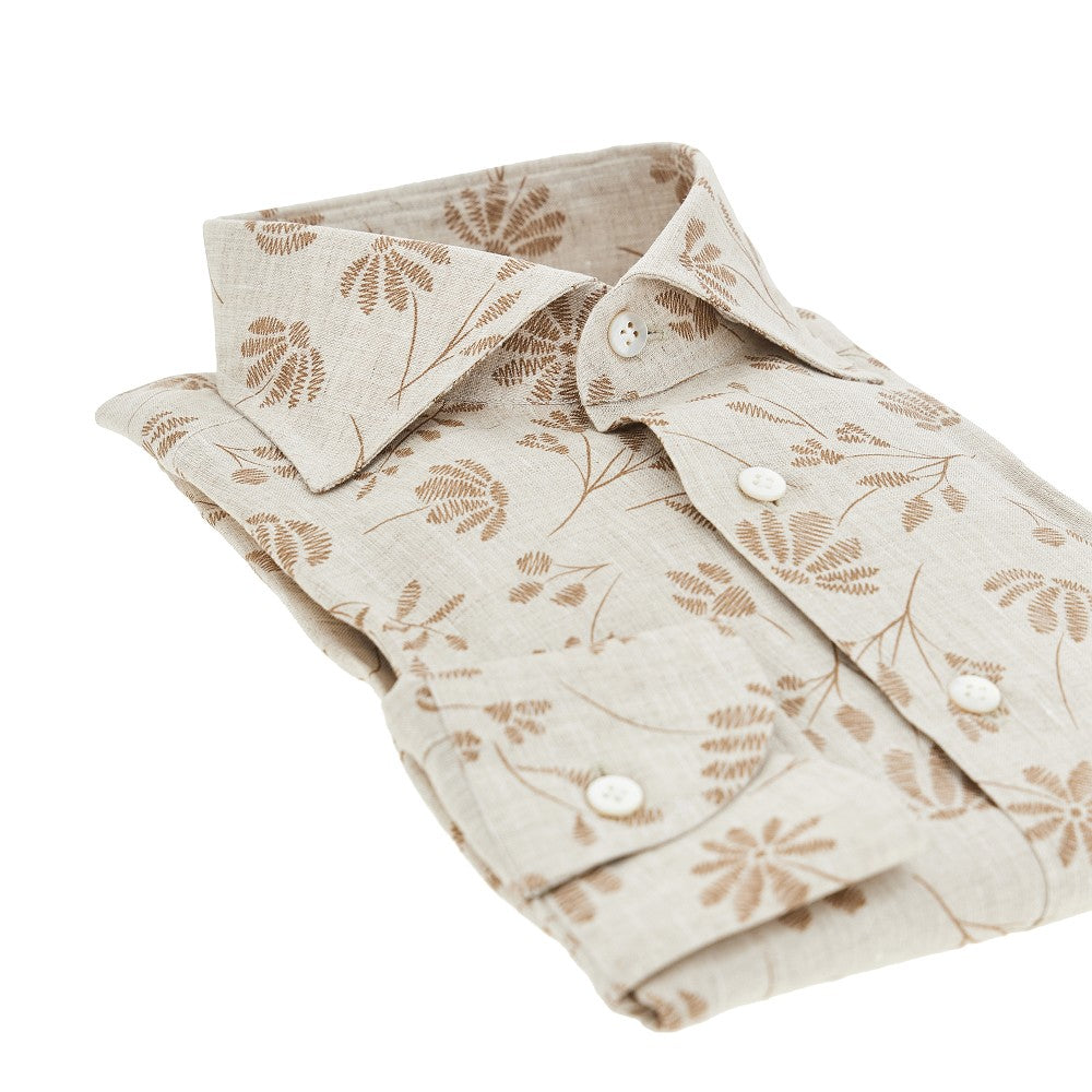 BORRIELLO NAPOLI Camicia sartoriale in cotone e lino a righe, view 2