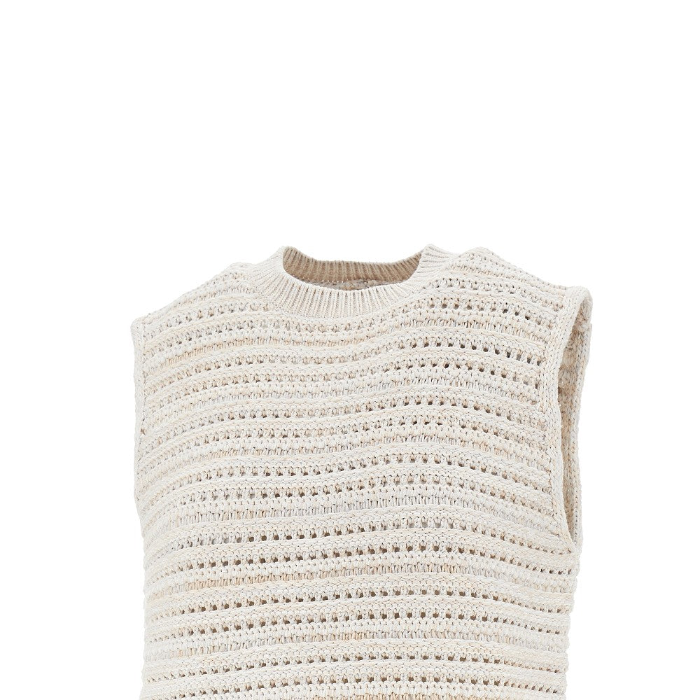 Emporio Armani Top in maglia traforata, view 2
