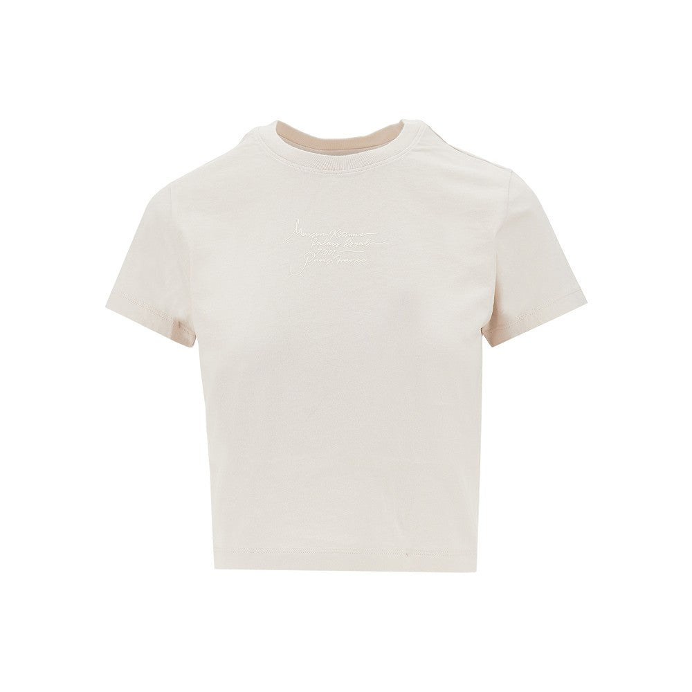 MAISON KITSUNE T-shirt cropped con stampa 'Poetic Script'