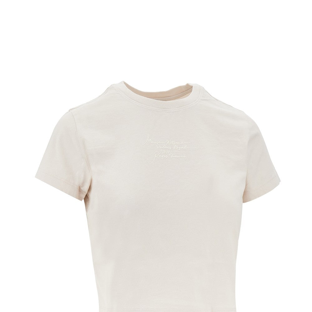 MAISON KITSUNE T-shirt cropped con stampa 'Poetic Script', view 2