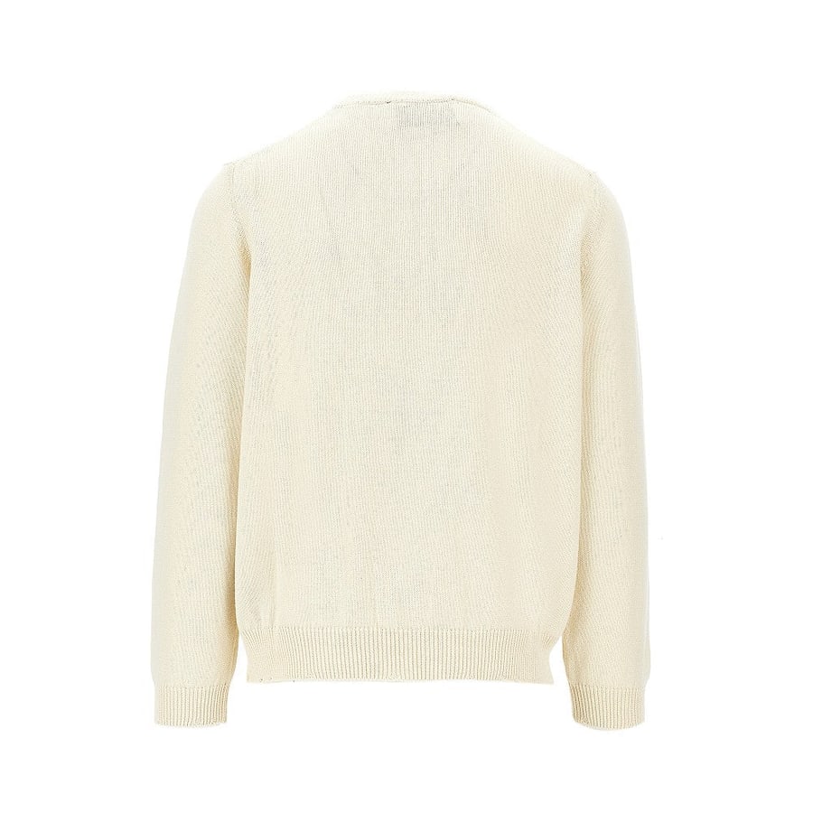 AMARANTO Pullover in cotone con finiture distressed, view 3