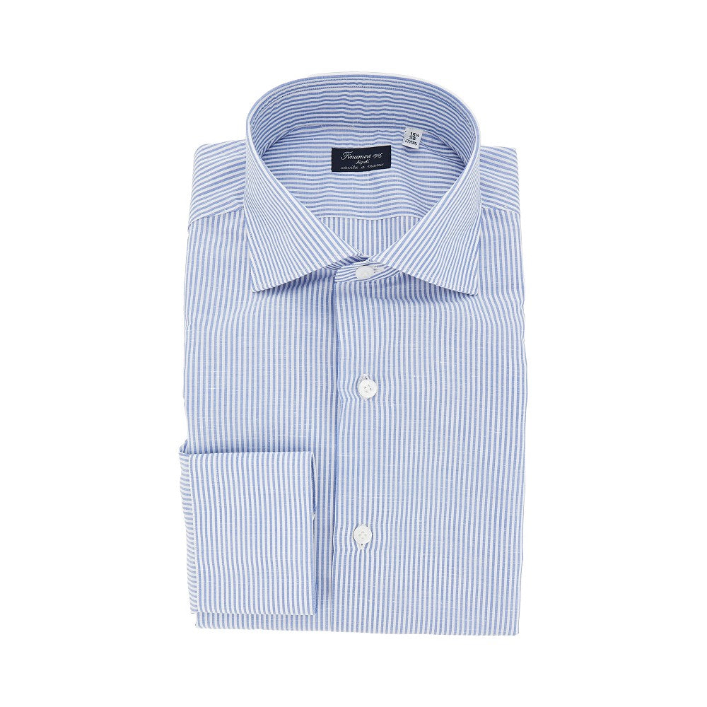 FINAMORE Camicia in cotone e lino con motivo a righe