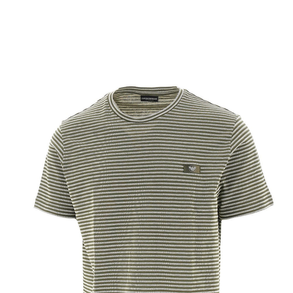 Emporio Armani T-shirt Swimwear in cotone a righe, view 2