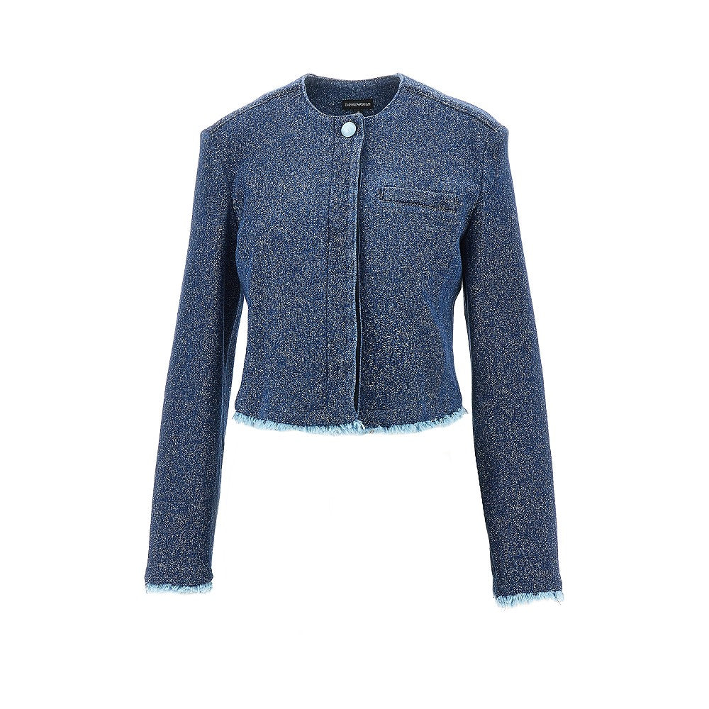 Emporio Armani Giacca cropped in denim bottonato