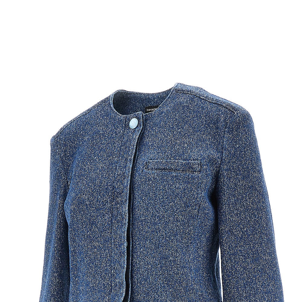 Emporio Armani Giacca cropped in denim bottonato, view 2