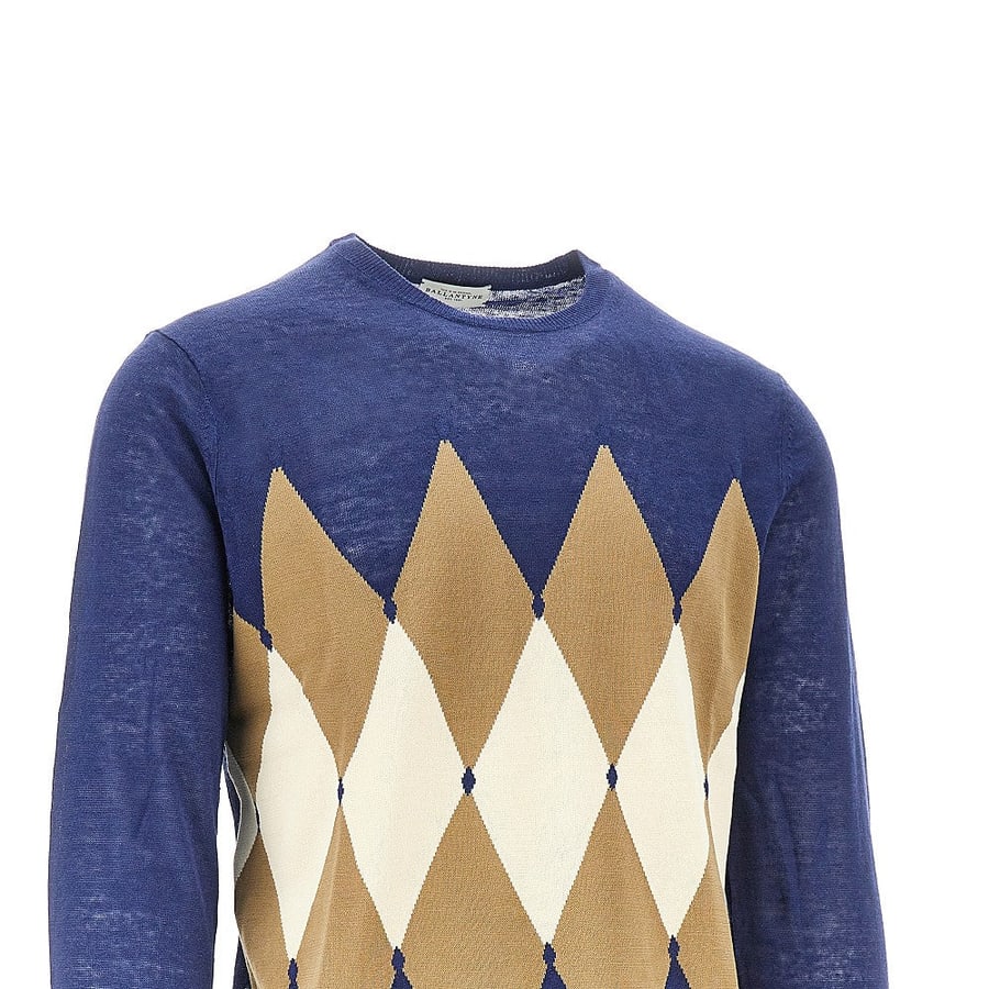 BALLANTYNE Pullover a rombi in lino e cotone, view 2