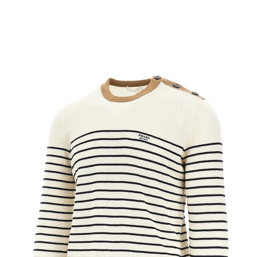 Prada Pullover marinière in misto lino, view 2