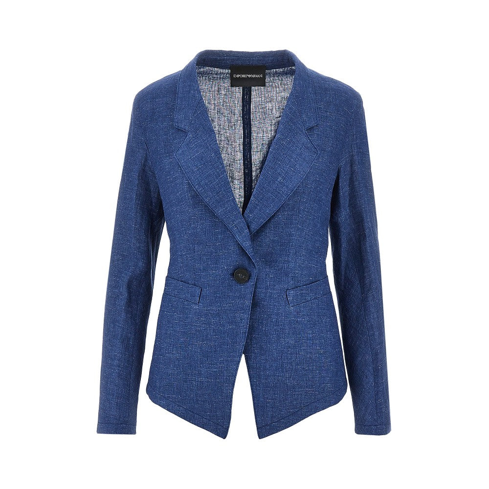 Emporio Armani Giacca monopetto in chambray di misto lino