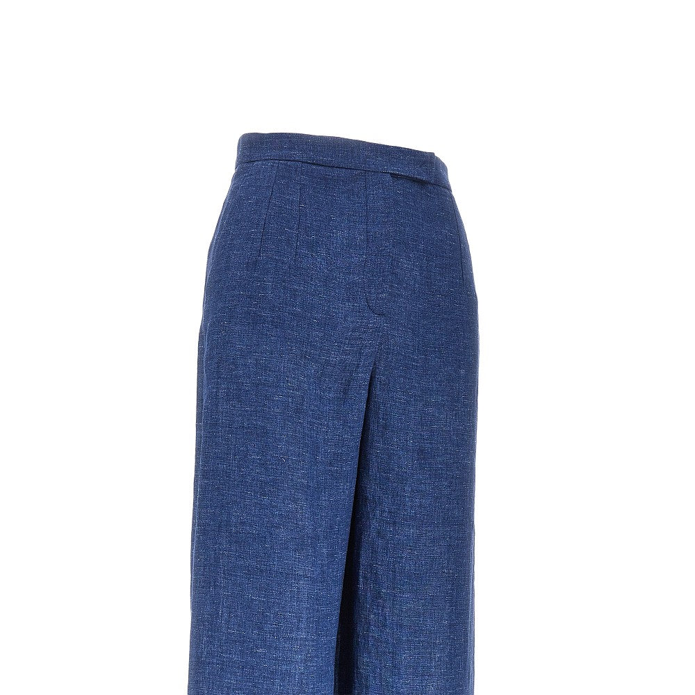 Emporio Armani Pantalone a gamba ampia in chambray, view 2