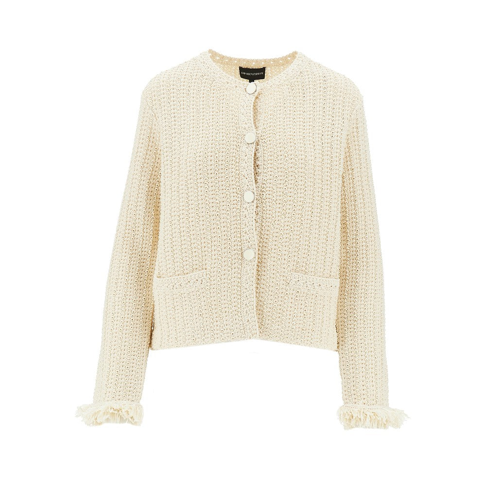 Emporio Armani Giacca in maglia crochet effetto rafia