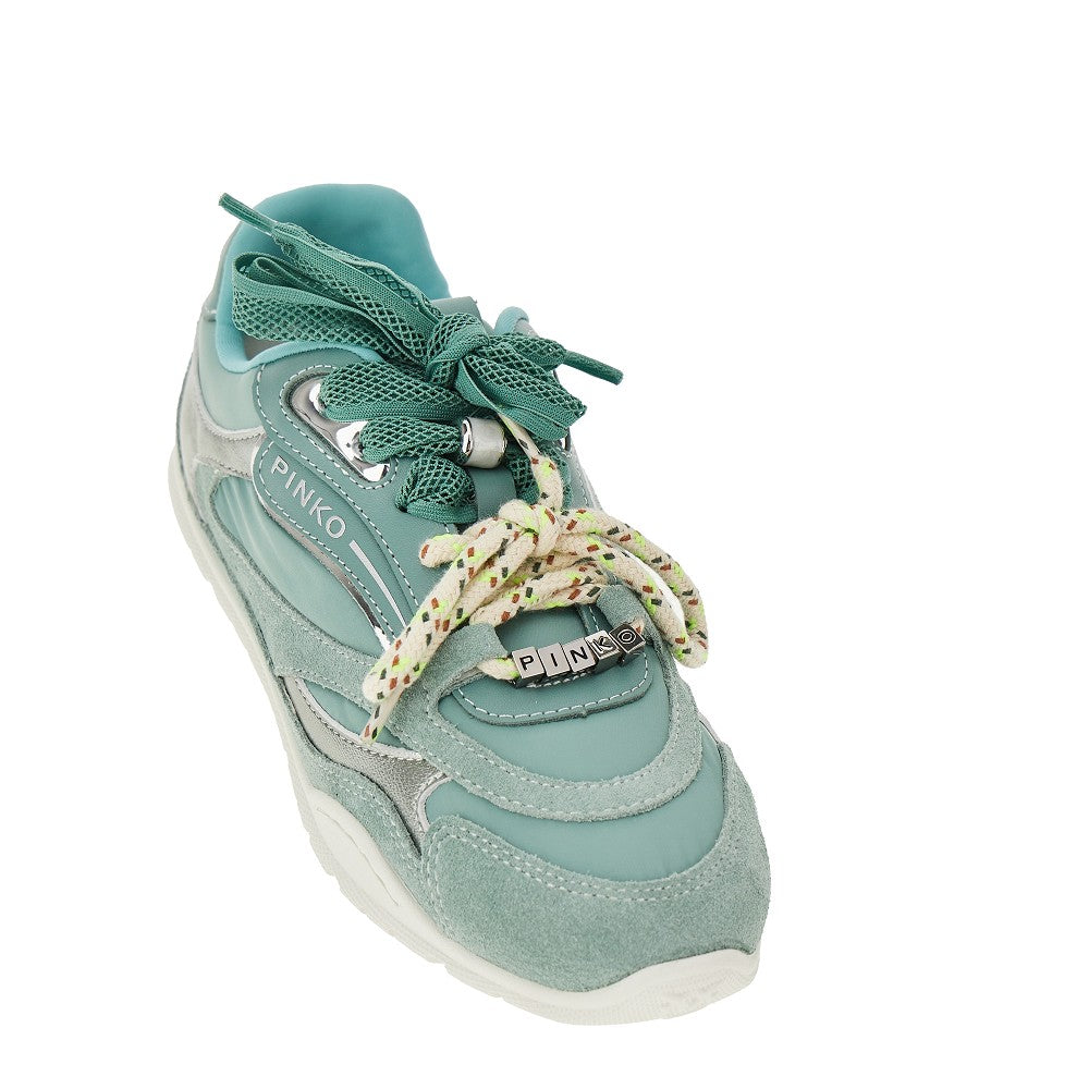 Pinko Sneakers in pelle scamosciata e nylon, view 2