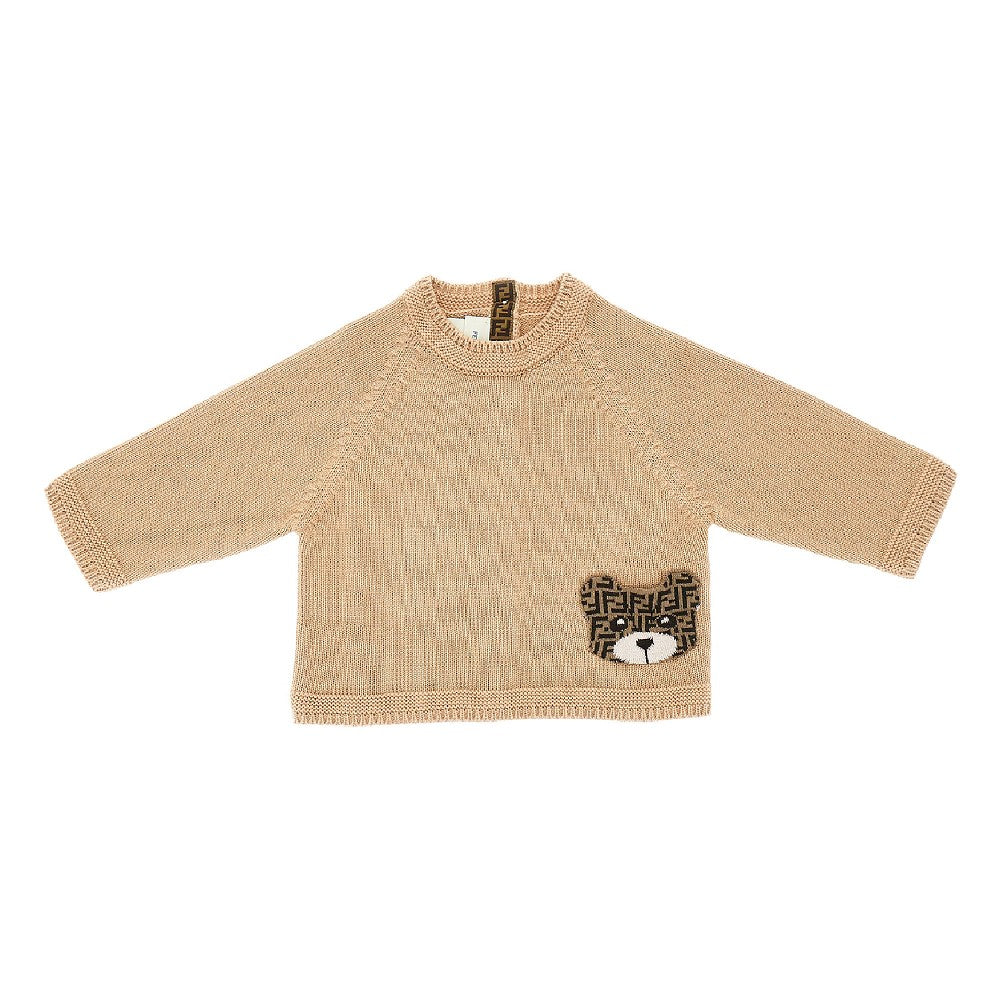 Fendi Pullover in maglia con taschina orsetto FF