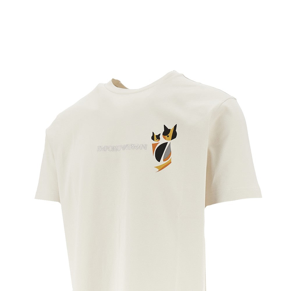 Emporio Armani T-shirt con stampa gatti Après e ricamo logo, view 2
