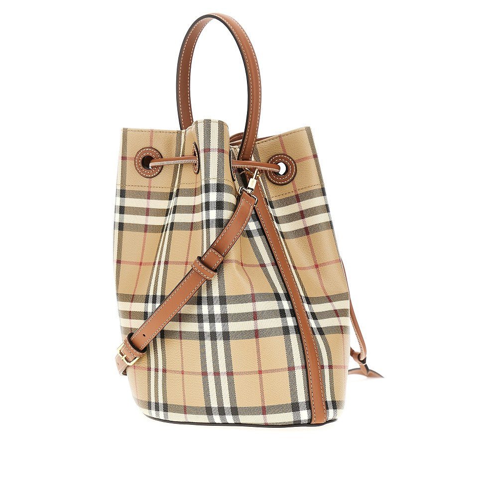 Burberry Borsa a secchiello piccola con motivo Check, view 2