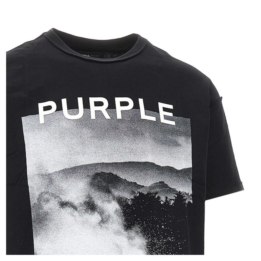 PURPLE BRAND T-shirt stampata in jersey rovesciato, view 2