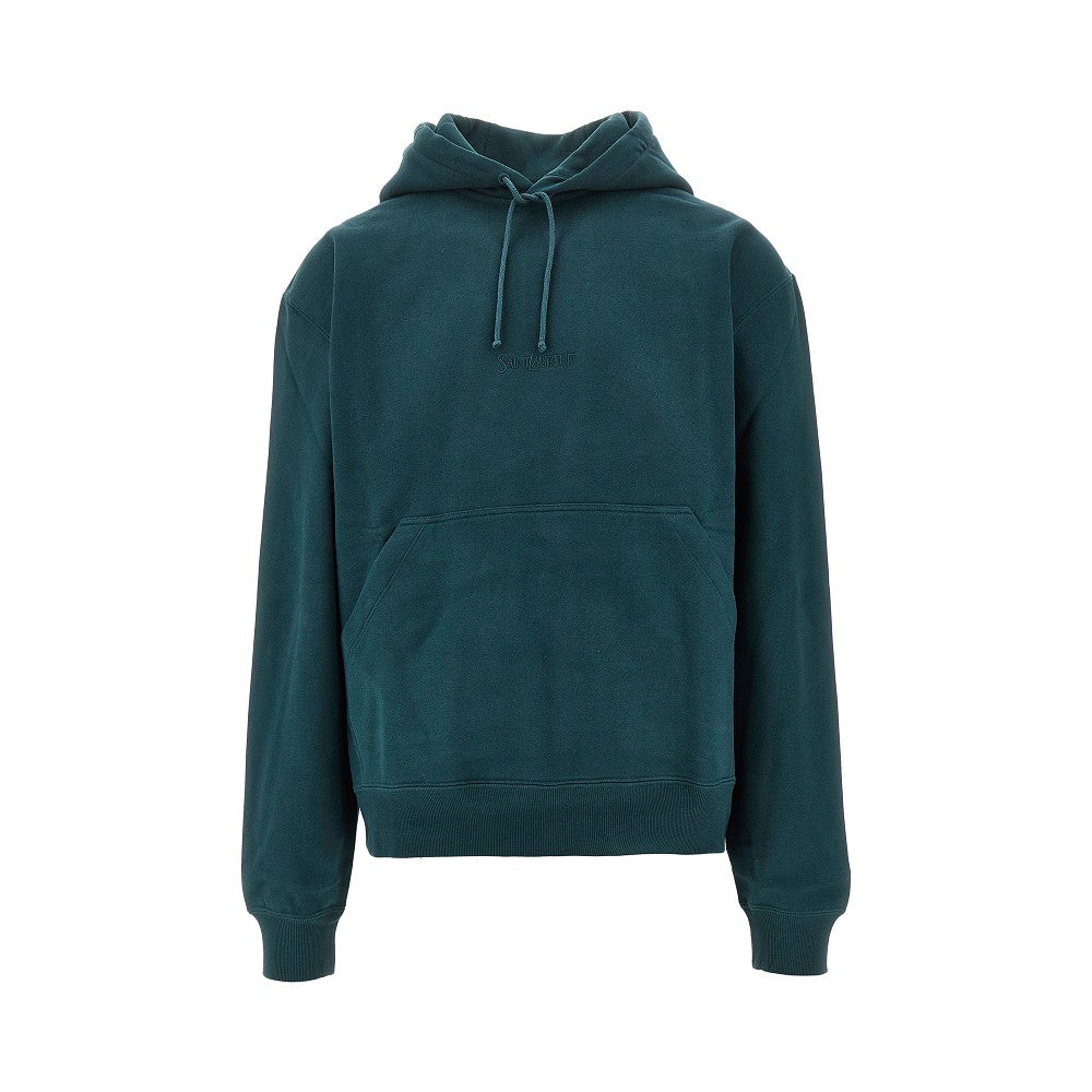 Saint Laurent Felpa con cappuccio e ricamo logo