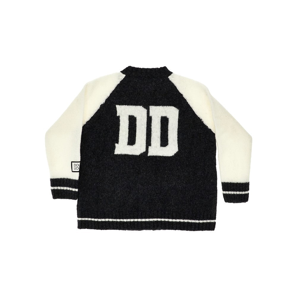 DOUDOU Cardigan in maglia con logo, view 2