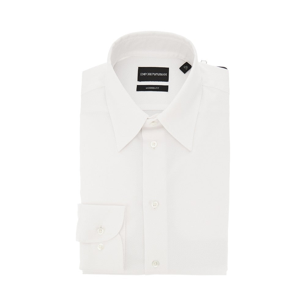 Emporio Armani Camicia Modern Fit in cotone armaturato