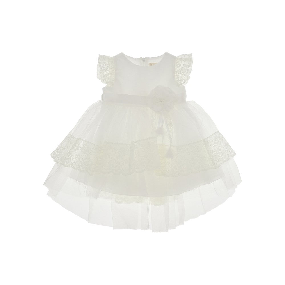 BIMBALO' Abitino in tulle con pizzo e spilla floreale