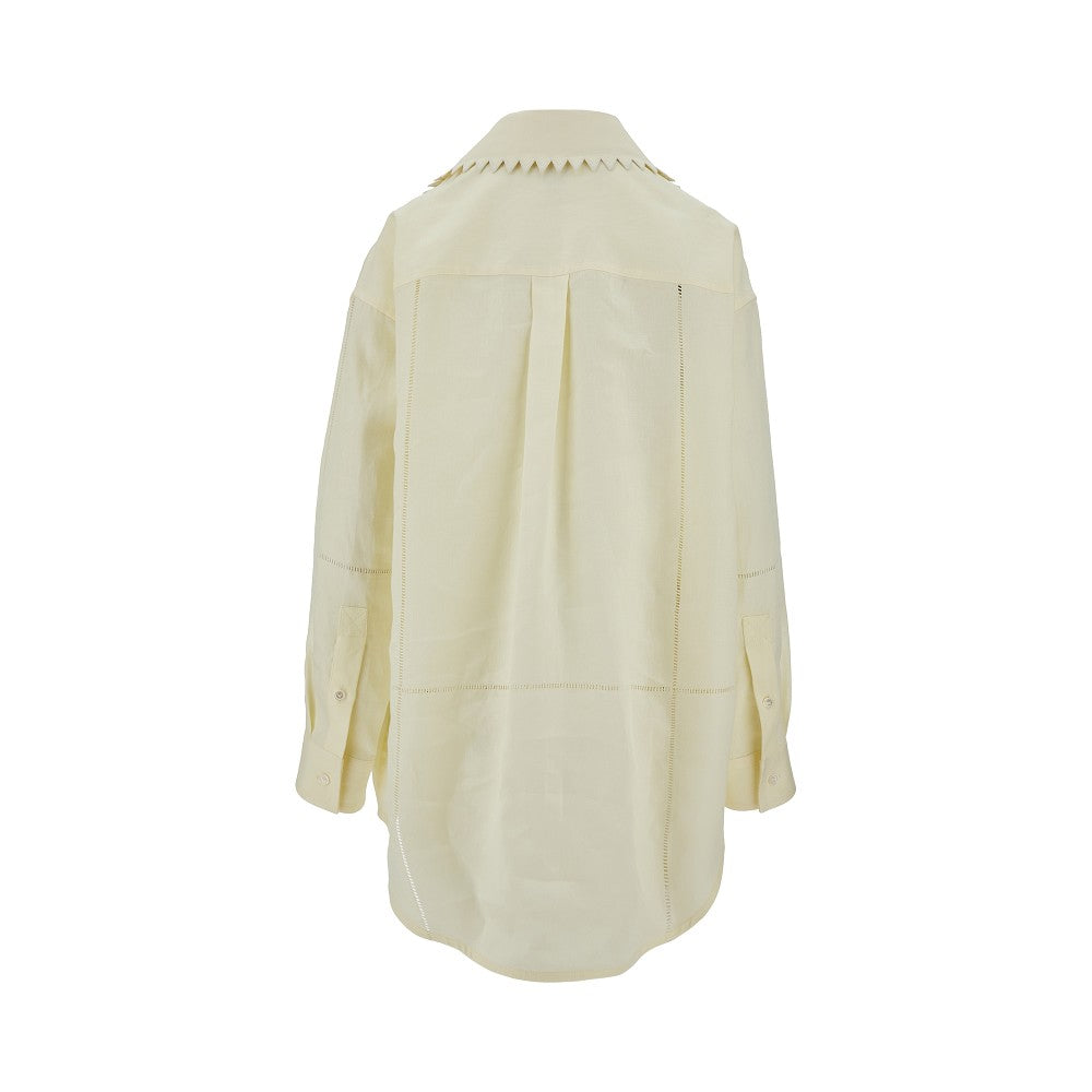 Bottega Veneta Camicia in lino con doppio colletto