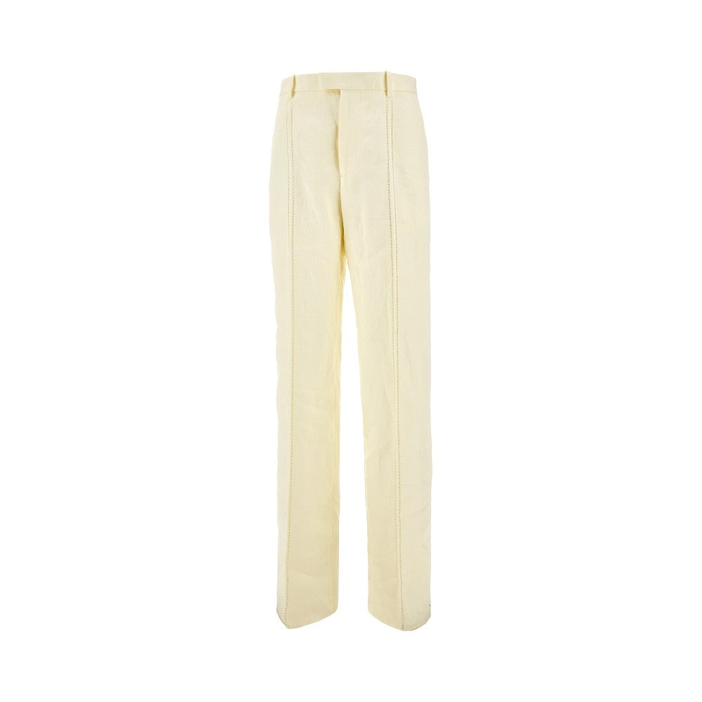 Bottega Veneta Pantalone a gamba dritta in lino