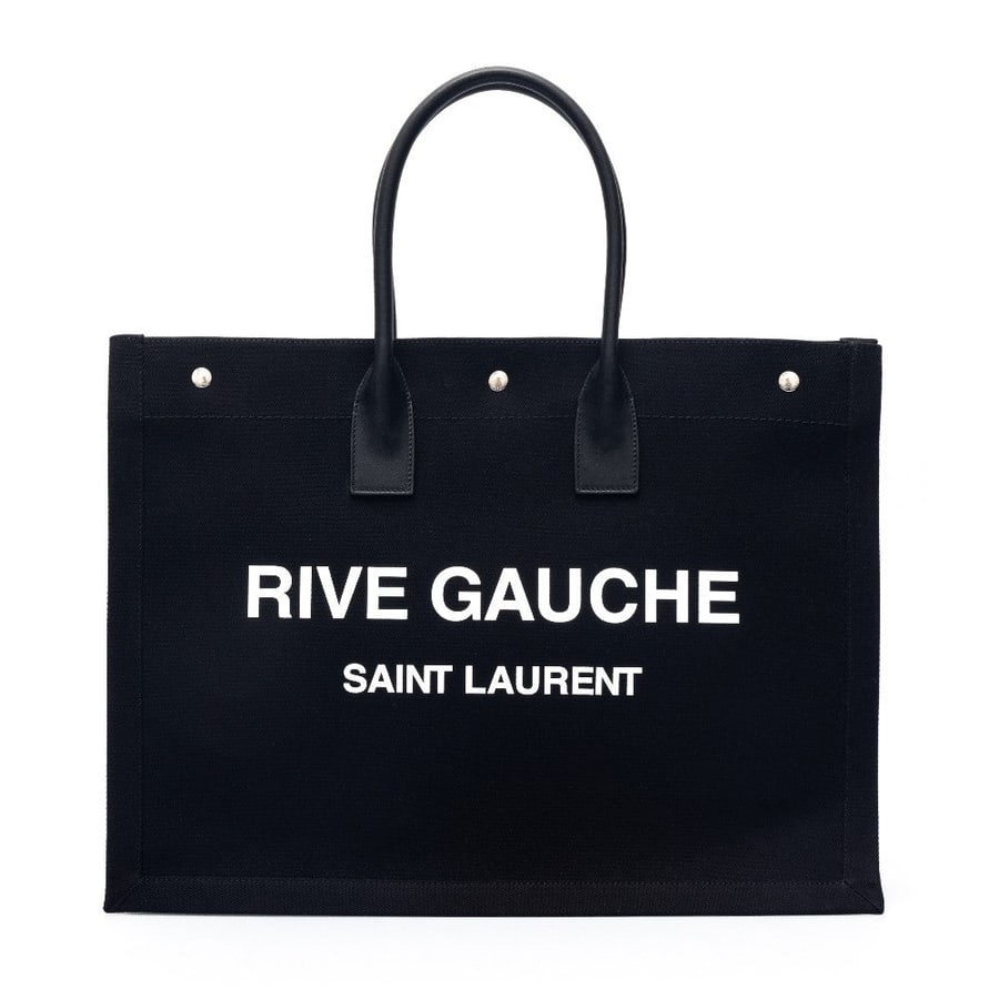 Saint Laurent Borsa tote nera con stampa brand
