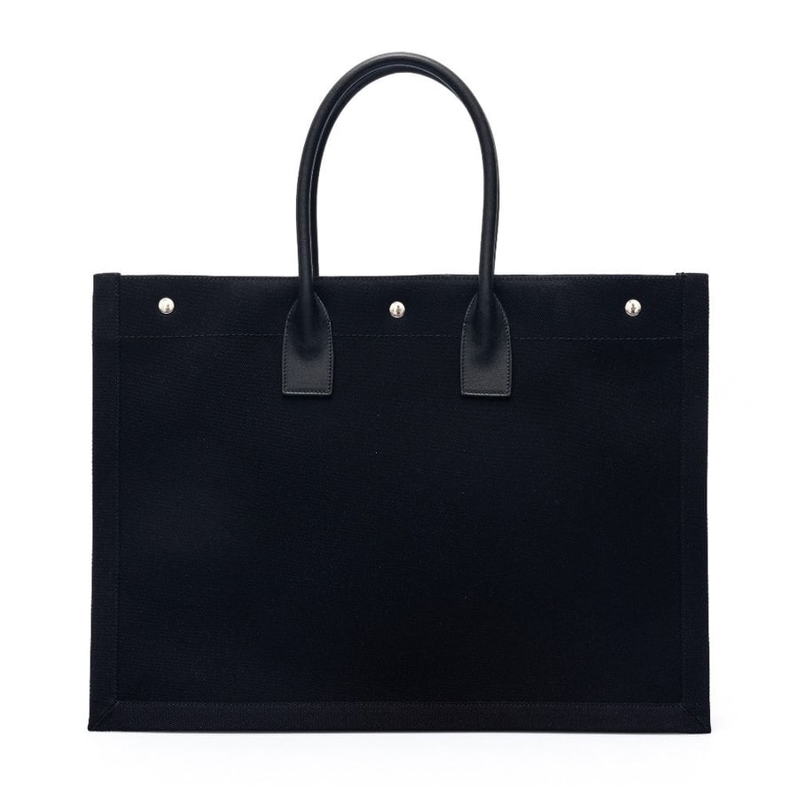 Saint Laurent Borsa tote nera con stampa brand, view 2