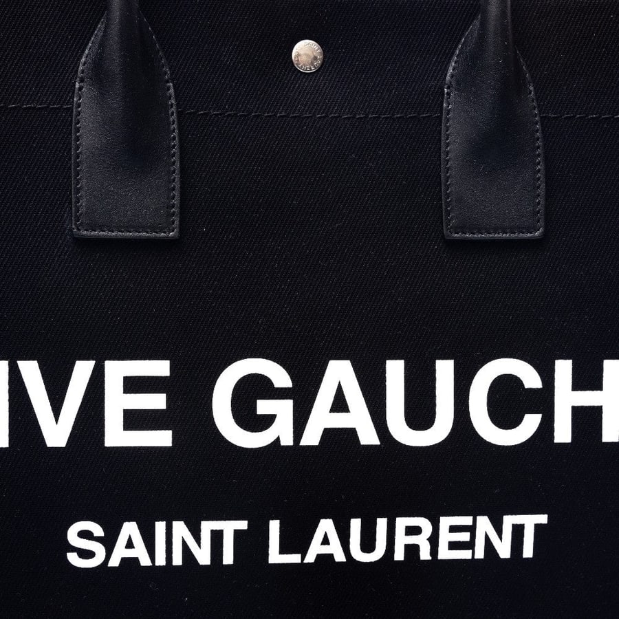 Saint Laurent Borsa tote nera con stampa brand, view 4