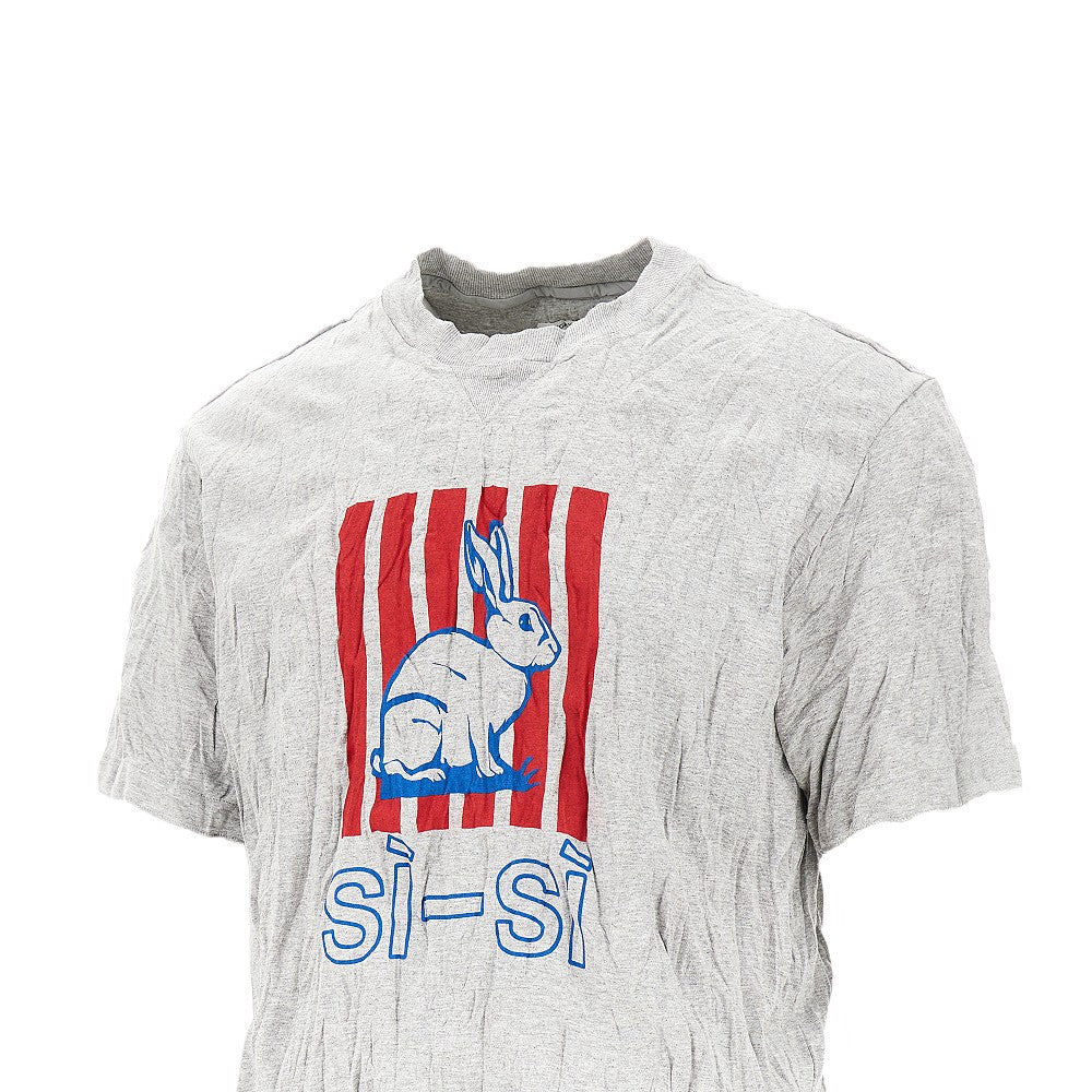 Bottega Veneta T-shirt in jersey froissé con stampa Rabbit, view 2