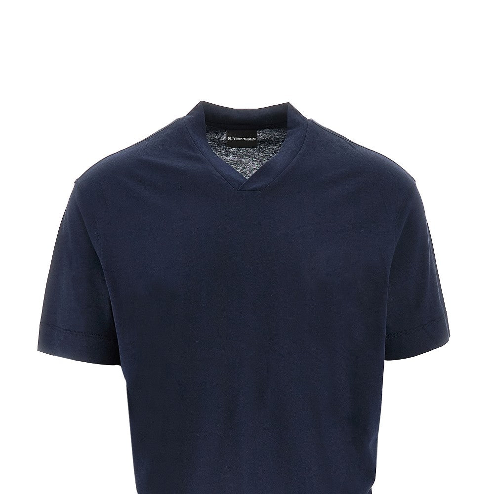 Emporio Armani T-shirt a manica corta in misto cotone e seta, view 2