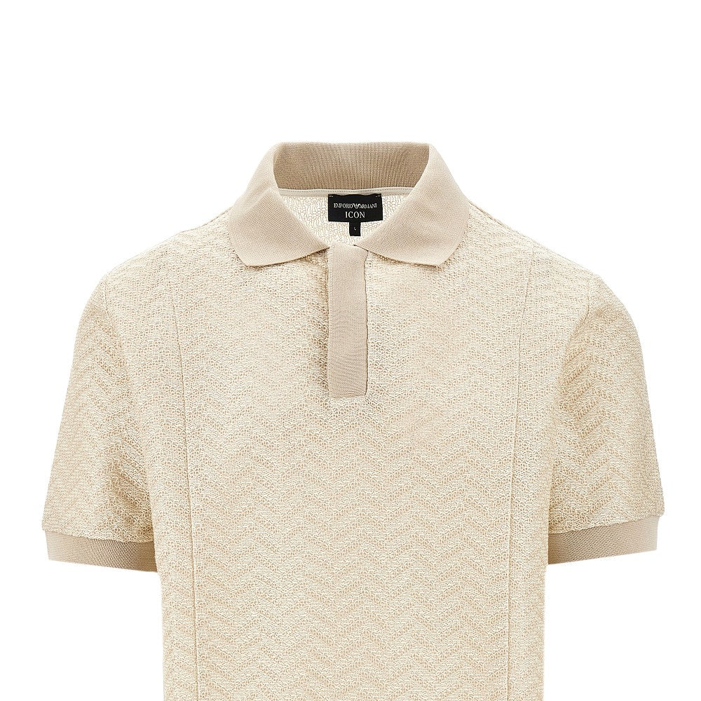 Emporio Armani Polo ICON in maglia chevron, view 2