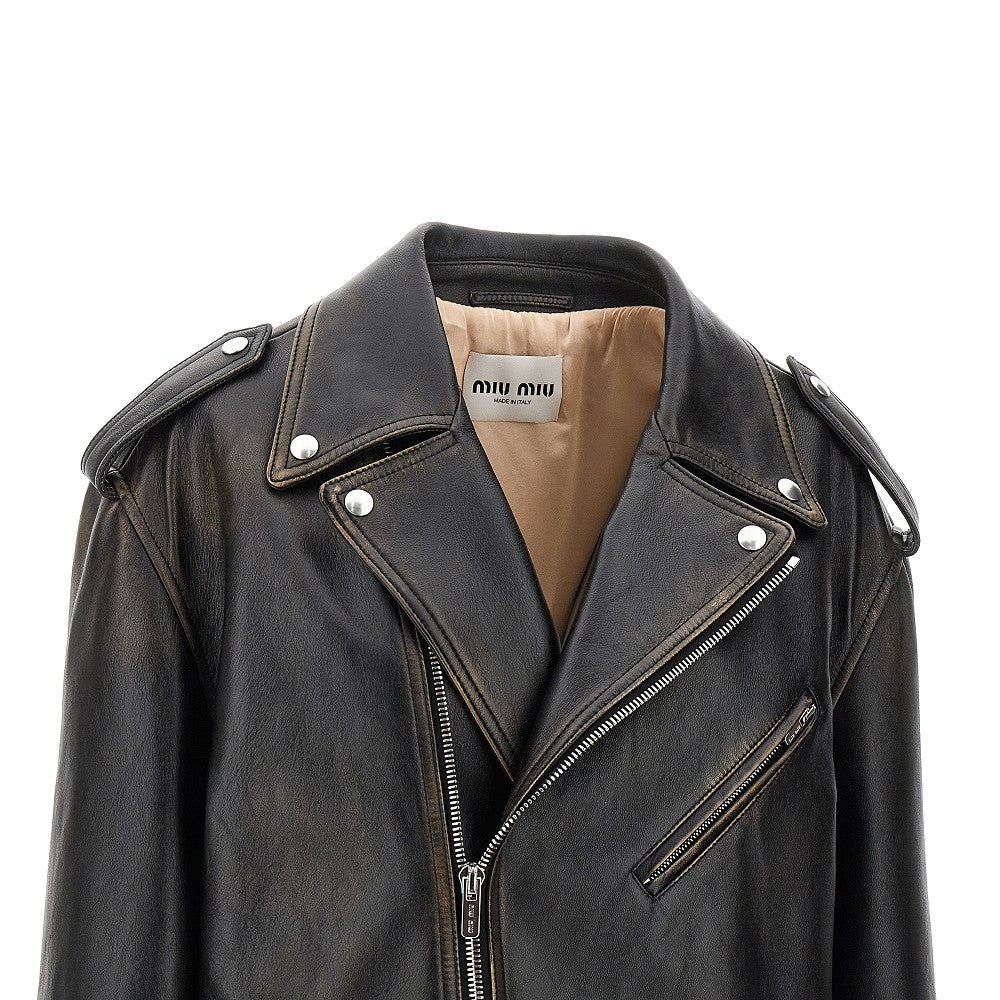 Miu Miu Giacca biker oversize in nappa, view 2